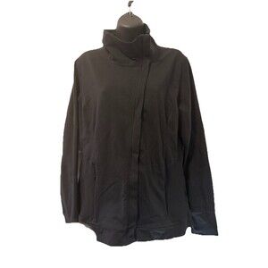 Gap Body Fit collared Jacket Size Large Black Full Zip Jersey Pockets Athleisure